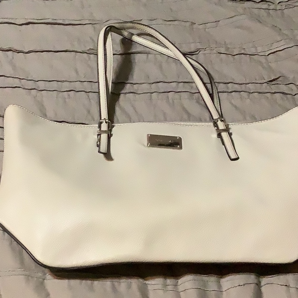 Elegant White Leather Tote Bag